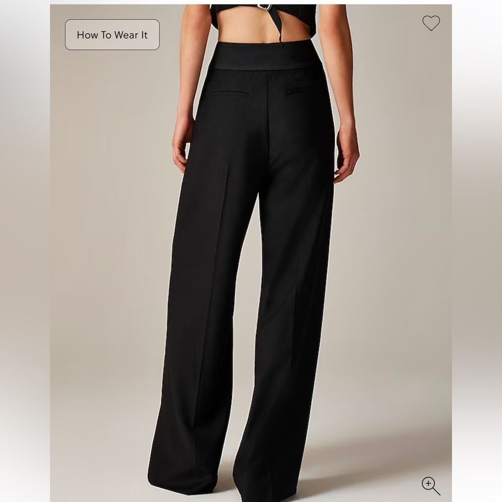 Jcrew Collection wide-leg trouser pant in tuxedo wool, NWT, size 12 - Picture 3 of 5
